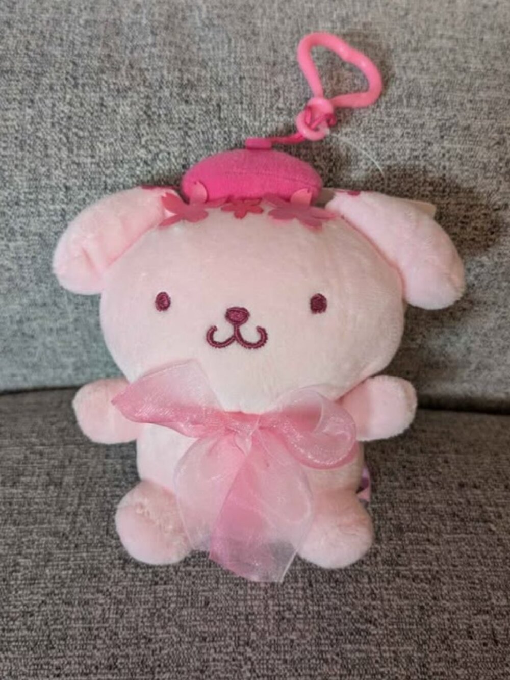 Sanrio Pompompurin Cherry Blossom Plush Keychain